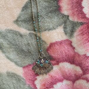 Silver and Turquoise Owl Pendant Necklace